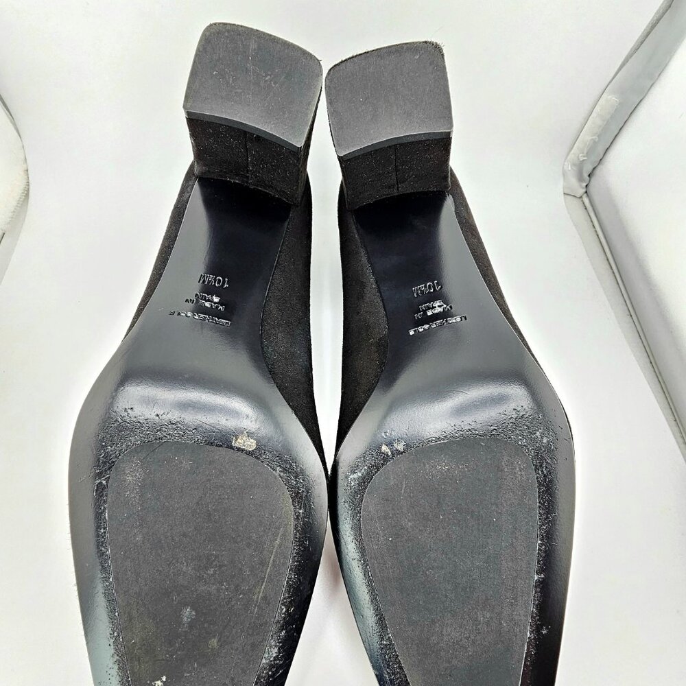 INEZ Clara Kid Suede Block Heel Pumps | Black | Size 10.5 | Re-soled - Picture 12 of 14